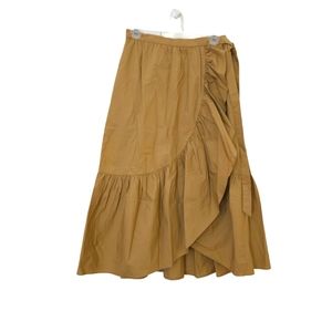 J.Crew: wrapped around, ruffled Midi Skirt In Cotton Poplin For Women in camel